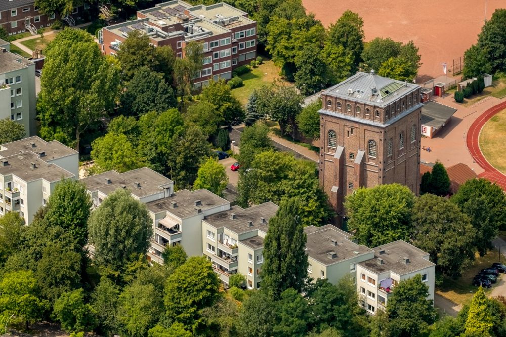 Aerial photograph Bochum - Building complex Malakowturm of the Institute of Ruhr-Universitaet Bochum on Markstrasse in Bochum in the state North Rhine-Westphalia, Germany
