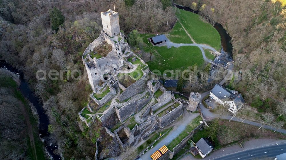 Aerial image Manderscheid - Manderscheider Castles in Manderscheid in the state Rhineland-Palatinate, Germany