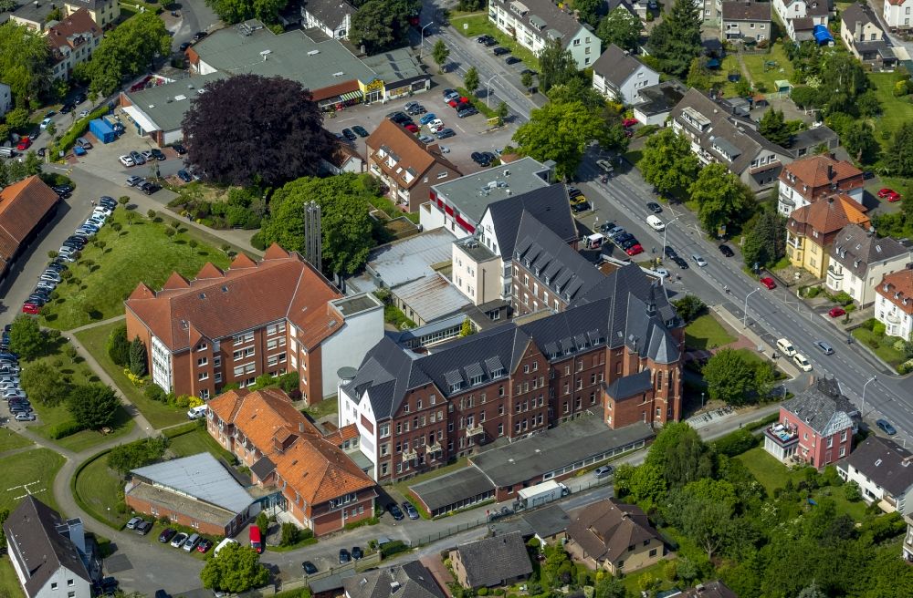 Werl from above - View of the Marianne hospital in Werl-Unnaer Boerde in Werl in the state North Rhine-Westphalia