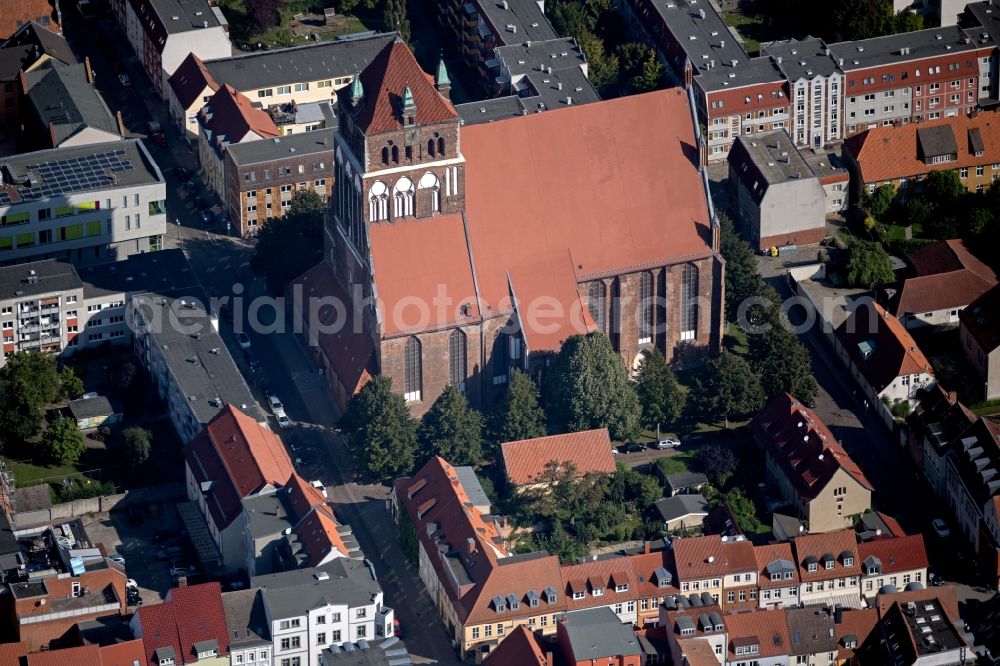 Aerial photograph Greifswald - View of the Evangelical St. Mary's Church in Greifswald in Mecklenburg-West Pomerania