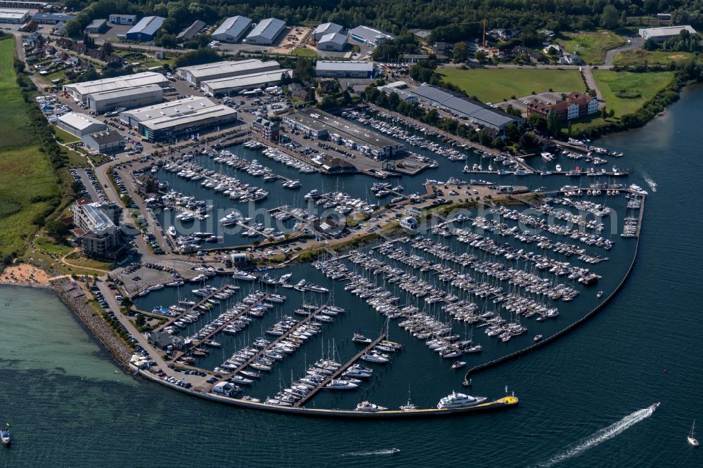 Neustadt in Holstein from above - Marina - harbour area on the shore of the new town-dwellers bay in the district on street An der Wiek of Neustadt in Neustadt in Holstein in the federal state Schleswig-Holstein