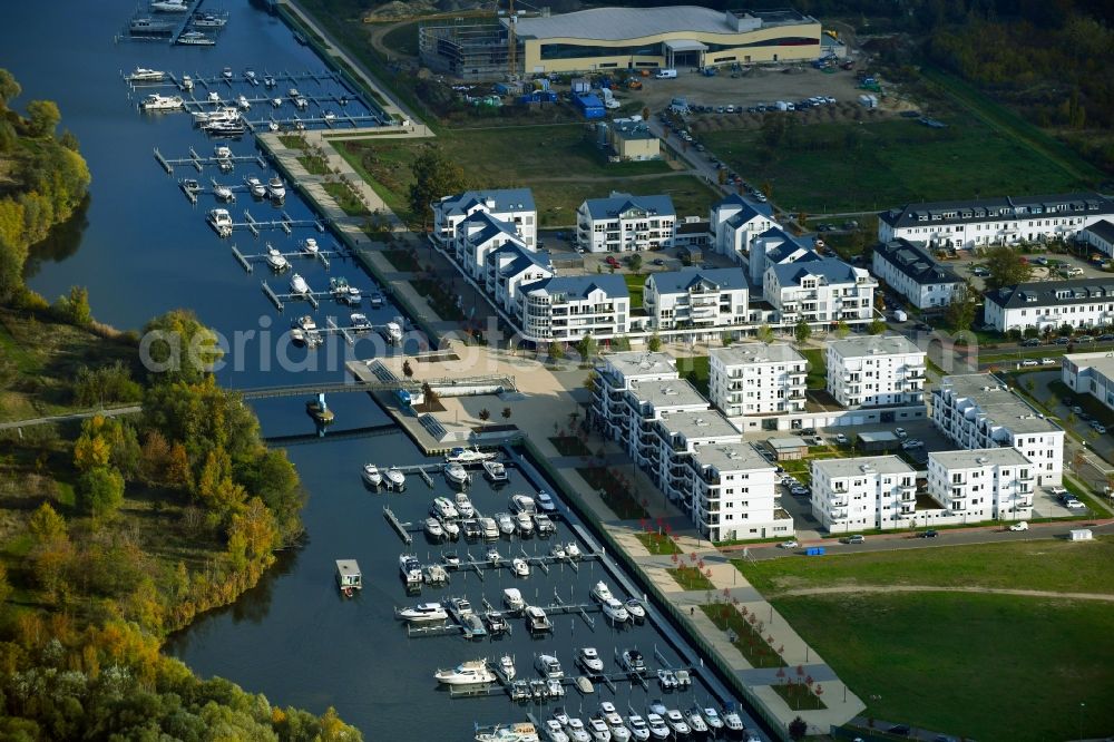 Werder (Havel) from above - Marina - harbour area on the shore of a side arm of the big Zern of lake in Werder (Havel) in the federal state Brandenburg, Germany