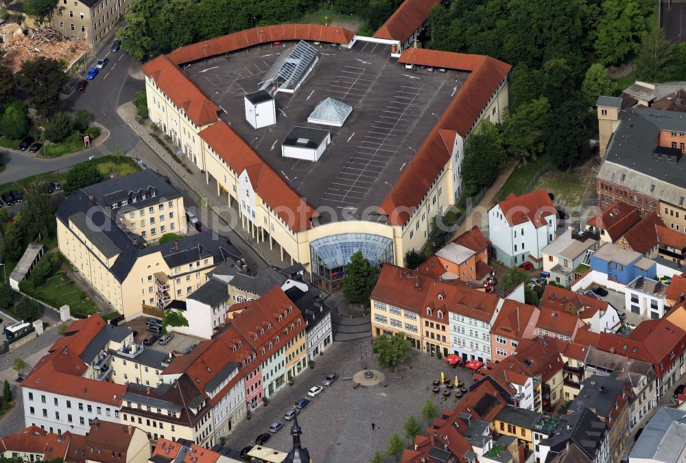 Aerial image Apolda - The shopping center market Passage is situated right on the market of Apolda in Thuringia. The mall has food and textile specialty retail stores and various service provider. The Marktpassage Apolda belong the CEV ? Commercial Real Estate GmbH