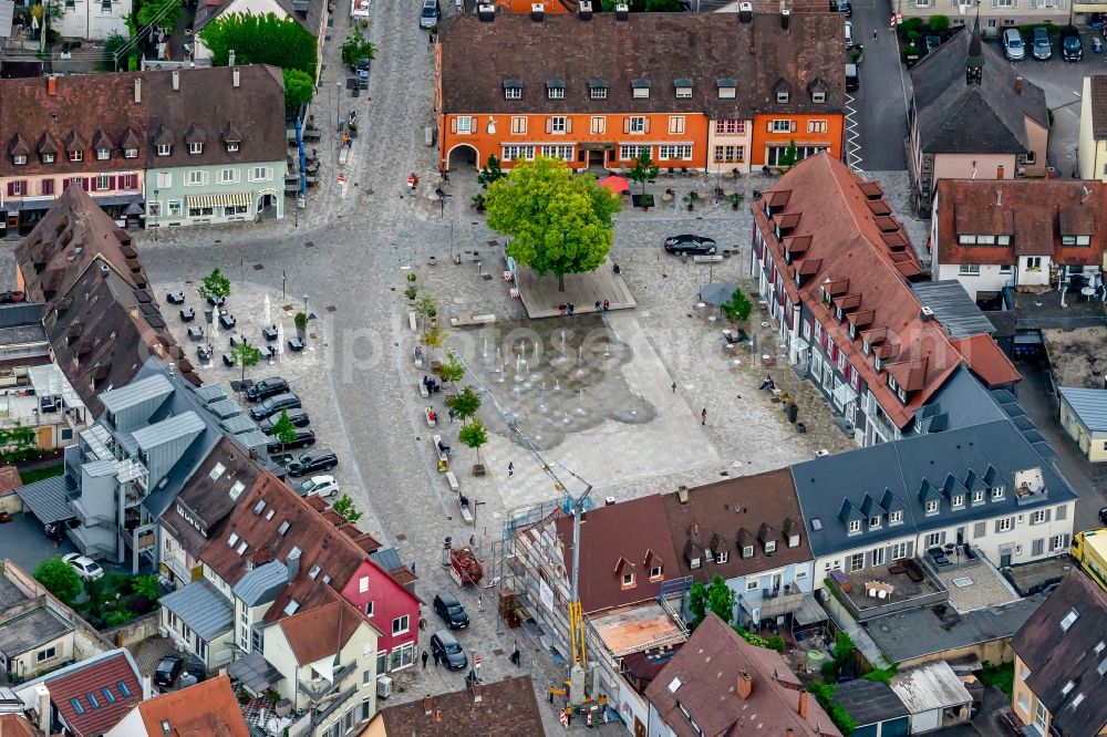 Aerial image Breisach am Rhein - Town Hall building of the City Council at the market downtown in Breisach am Rhein in the state Baden-Wurttemberg, Germany
