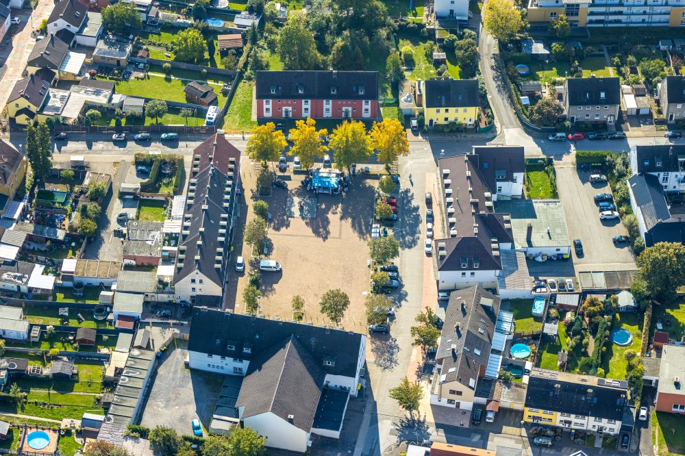 Aerial image Königsborn - Market place Marktplatz in Koenigsborn at Ruhrgebiet in the state North Rhine-Westphalia, Germany