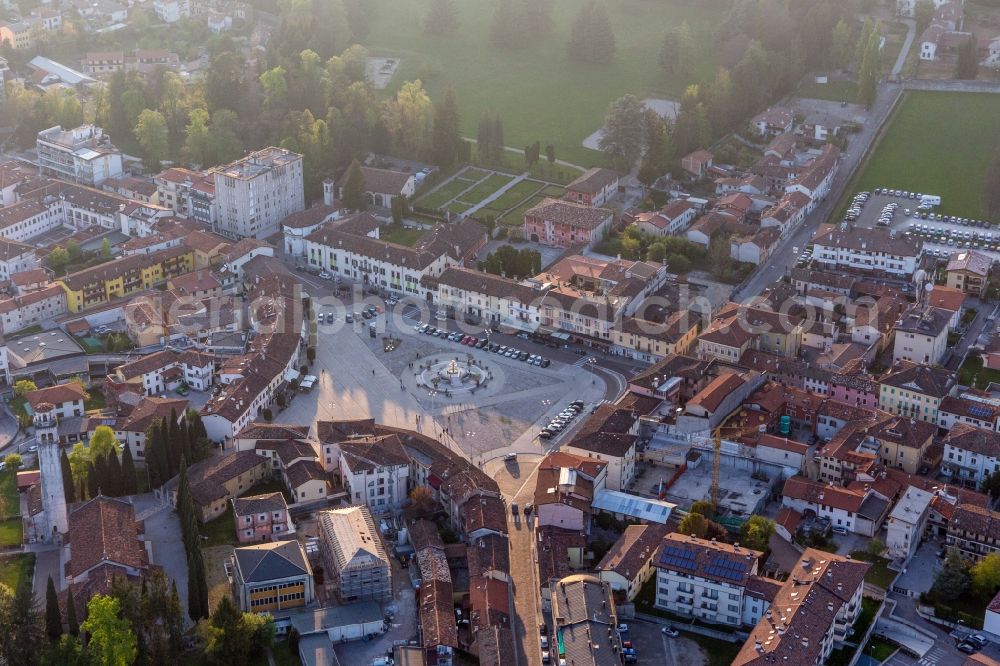 Aerial image Maniago - Market downtown in Maniago in Friuli-Venezia Giulia, Italy