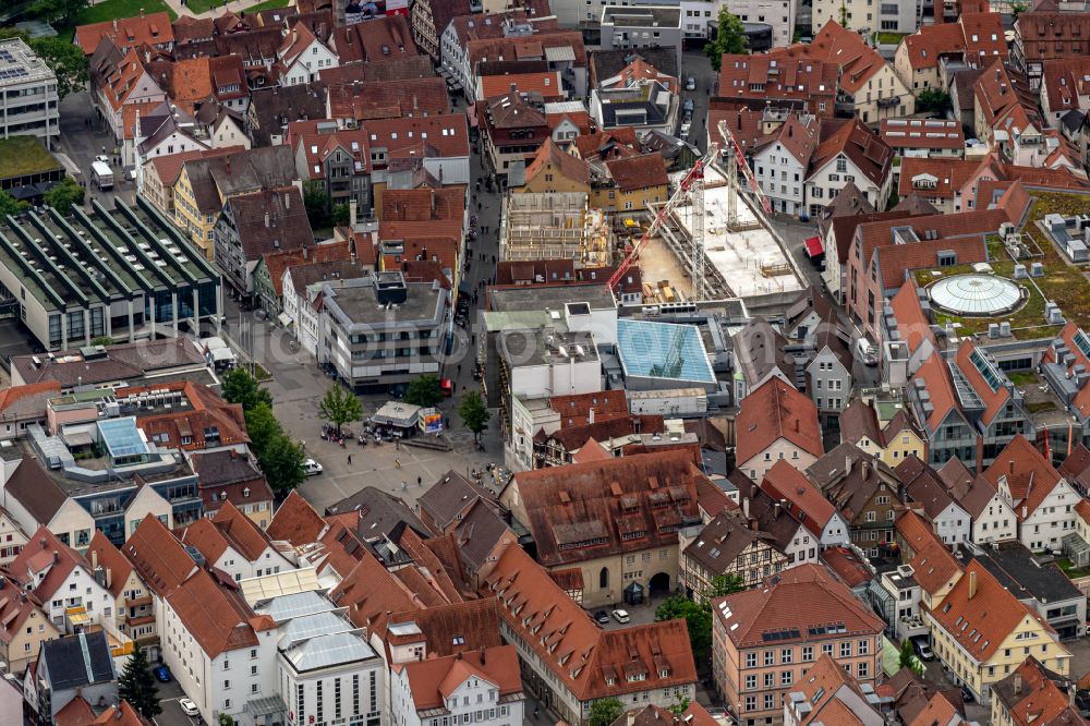 Aerial image Reutlingen - Town Hall building of the City Council at the market downtown in Reutlingen in the state Baden-Wuerttemberg, Germany