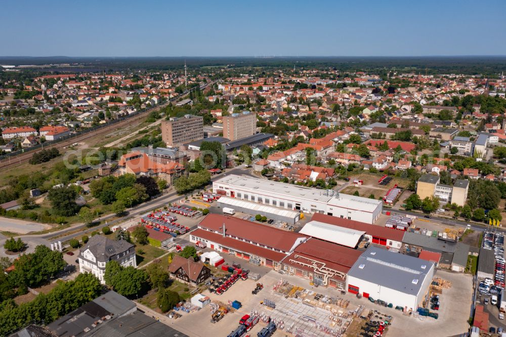 Aerial image Luckenwalde - Buildings and production halls on the site of the mechanical engineering company Feuerloeschfahrzeuge Rosenbauer Deutschland GmbH in Luckenwalde in the state Brandenburg, Germany