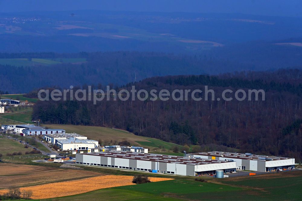 Aerial photograph Obrigheim - Buildings and production halls on the site of the mechanical engineering company of Interroll Conveyor GmbH on street Kraichgaublick in Obrigheim in the state Baden-Wuerttemberg, Germany