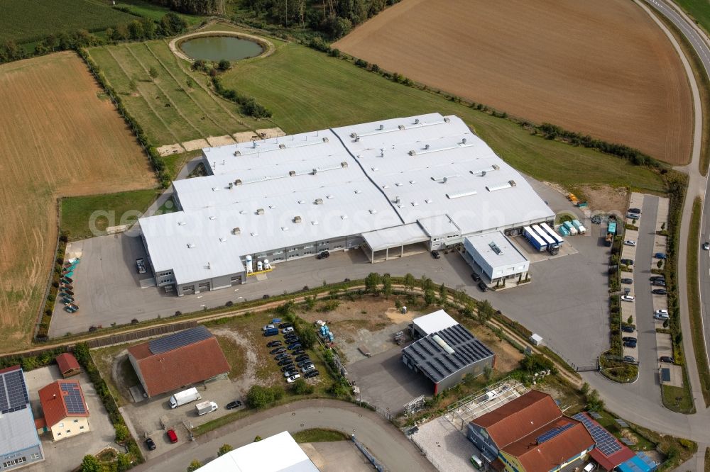 Aerial image Rottenburg an der Laaber - Buildings and production halls on the site of the mechanical engineering company Roetzer Maschinenbau GmbH on Landshuter Strasse in Rottenburg an der Laaber in the state Bavaria, Germany