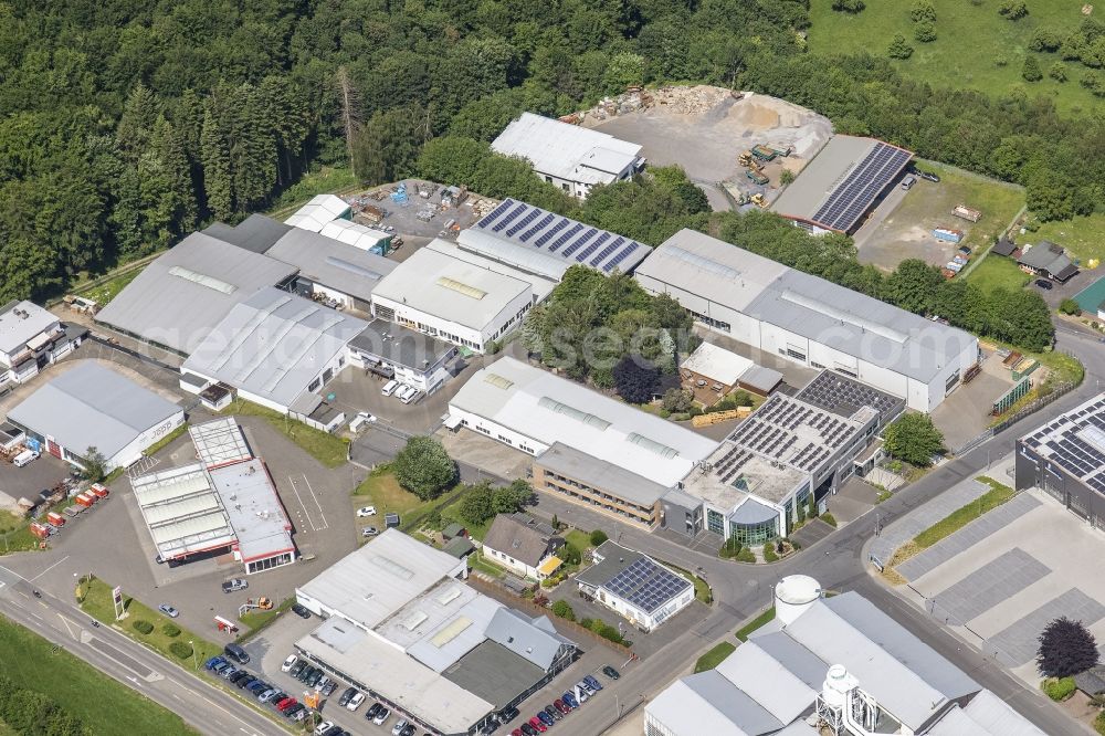 Aerial image Rengsdorf - Buildings and production halls on the site of the mechanical engineering company of Winkler and Duennebier Suesswarenmaschinen GmbH on Ringstrasse in Rengsdorf in the state Rhineland-Palatinate, Germany