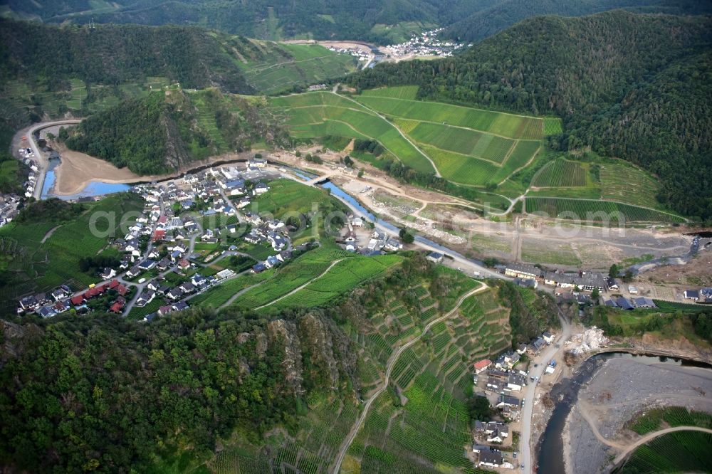 Aerial image Mayschoß - Mayschoss after the flood disaster in the Ahr valley this year in the state Rhineland-Palatinate, Germany