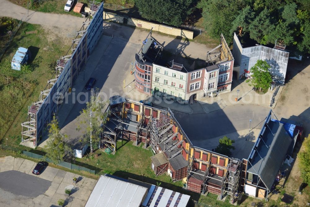 Aerial image Potsdam - View at a movie scenery at the Studio Babelsberg on the grounds of the Media City Babelsberg in Potsdam in Brandenburg