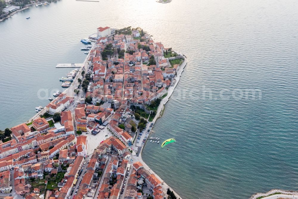 Porec from above - Townscape on the seacoast of Adriatic Sea in Porec in Istirien - Istarska zupanija, Croatia