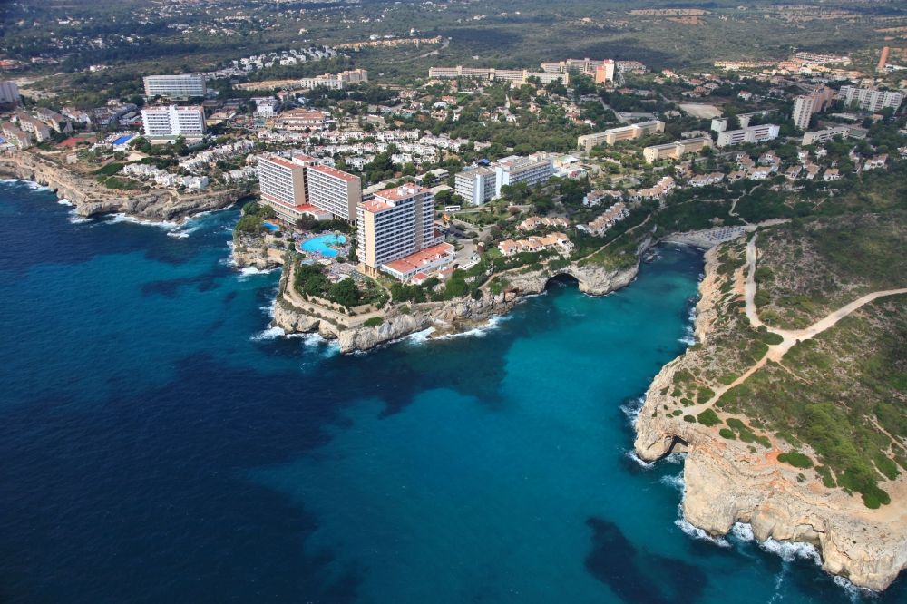 Aerial image Cales de Mallorca - Townscape on the seacoast of Cales de Mallorca in Balearic Islands, Spain