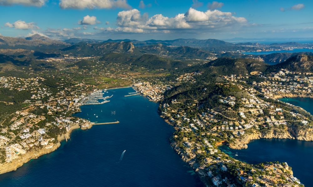 Andratx from above - Townscape of Port d'Andratx on the seacoast in Andratx in Balearische Insel Mallorca, Spain