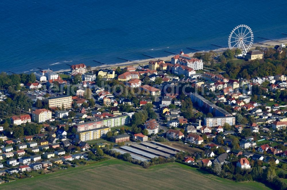 Aerial image Kühlungsborn - Townscape on the seacoast in Kuehlungsborn in the state Mecklenburg - Western Pomerania, Germany