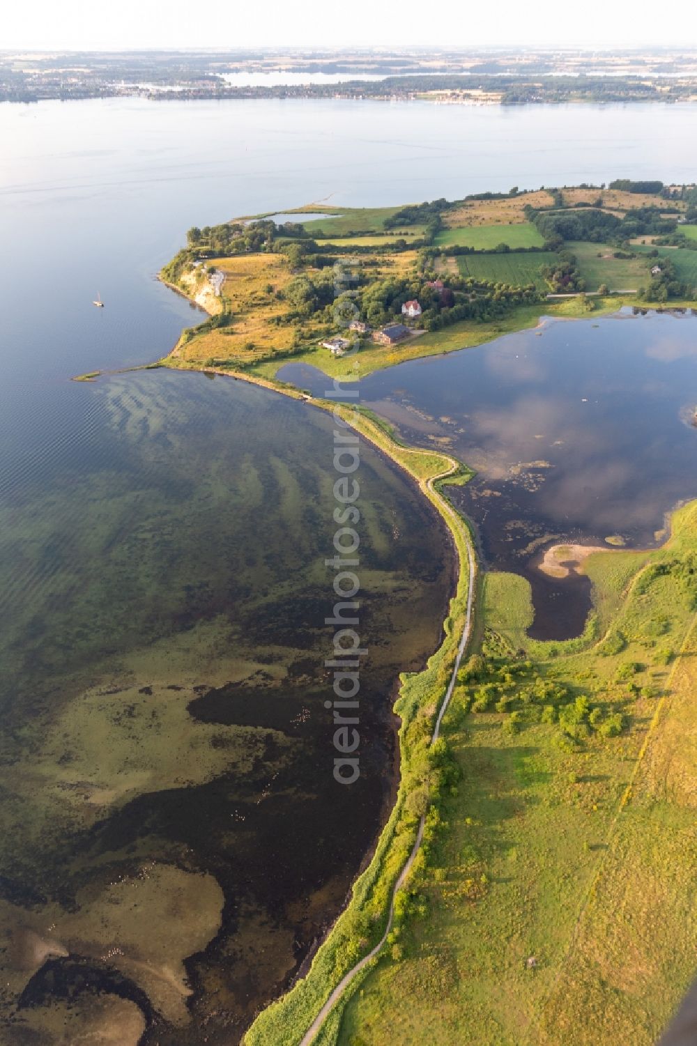 Aerial photograph Glücksburg - Water surface at the seaside in the Flensburger Foerde in Holnis in the state Schleswig-Holstein, Germany