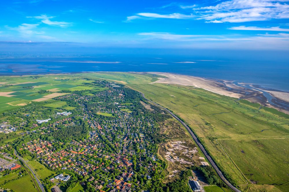 Sankt Peter-Ording from above - Townscape on the seacoast of North Sea in Sankt Peter-Ording in the state Schleswig-Holstein