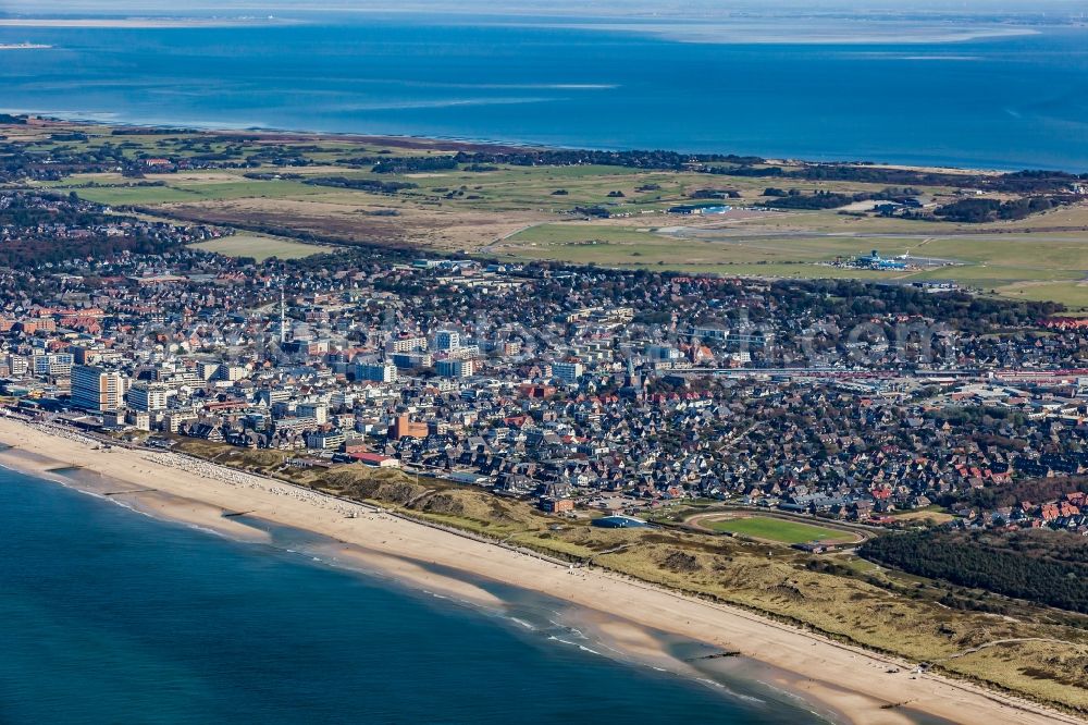 Westerland from above - Townscape on the seacoast of North Sea island sylt in Westerland in the state Schleswig-Holstein, Germany