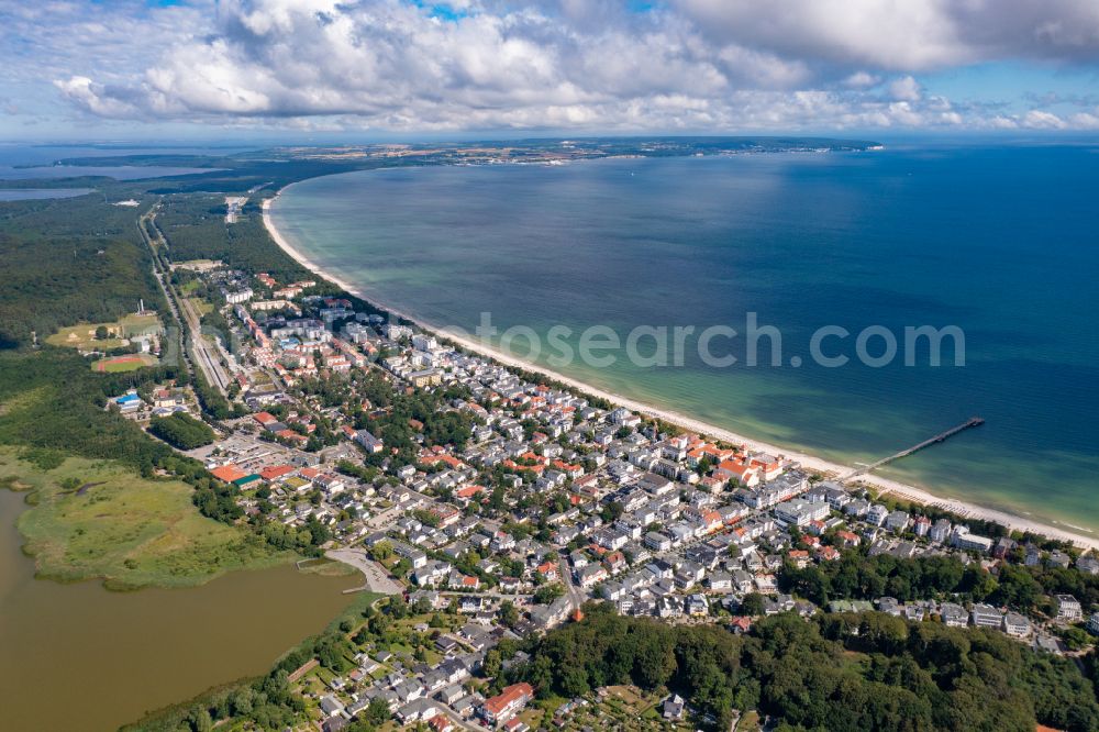 Aerial photograph Binz - Townscape on the seacoast of of Baltic Sea in Binz island Ruegen in the state Mecklenburg - Western Pomerania, Germany