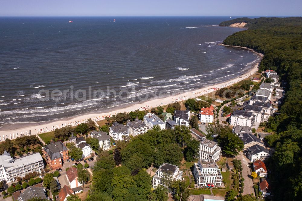 Binz from the bird's eye view: Townscape on the seacoast of of Baltic Sea in Binz island Ruegen in the state Mecklenburg - Western Pomerania, Germany