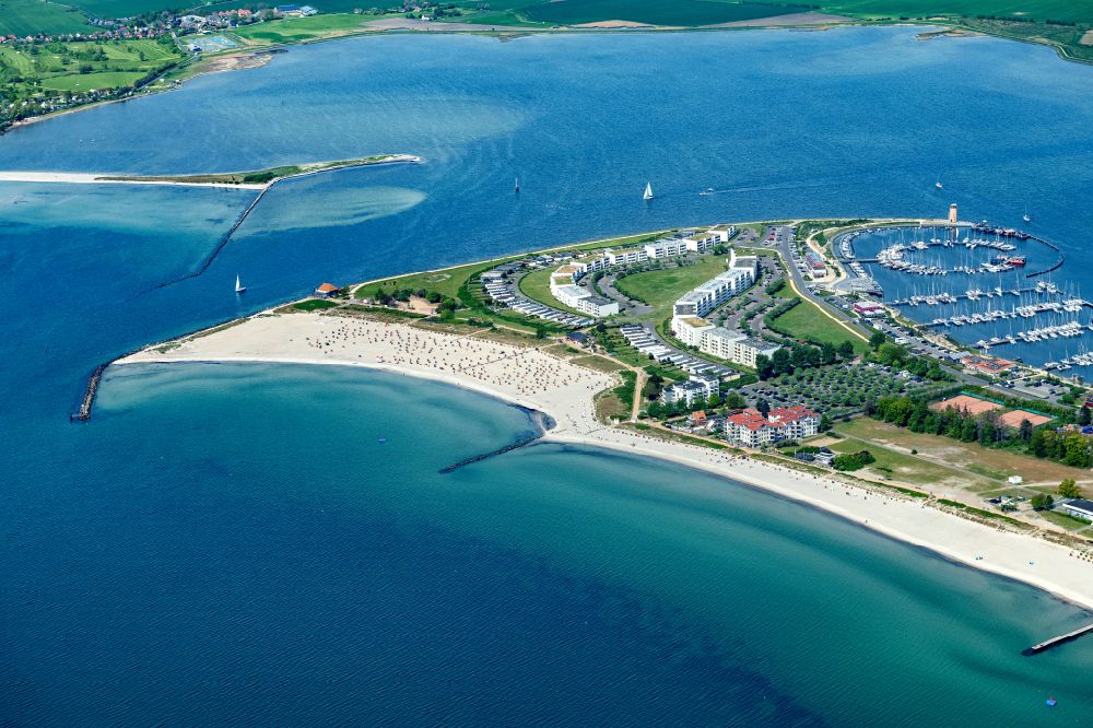 Fehmarn from above - Townscape on the seacoast of Baltic Sea in Burg auf Fehmarn in the state Schleswig-Holstein