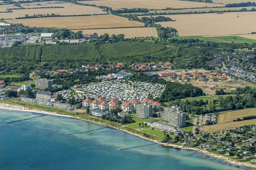 Aerial image Großenbrode - Townscape on the seacoast of Baltic Sea in Grossenbrode in the state Schleswig-Holstein