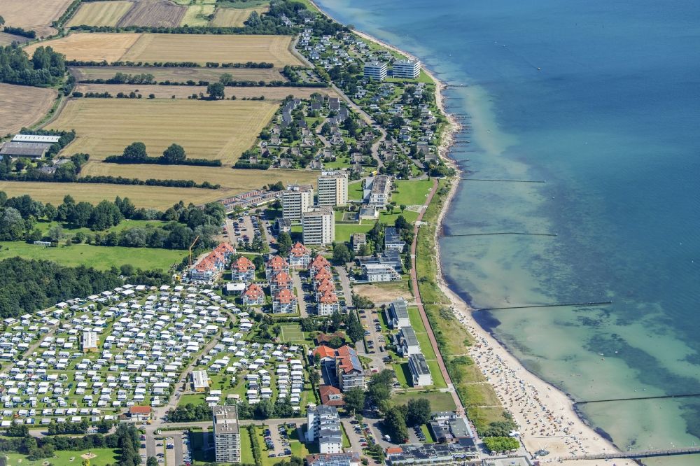 Großenbrode from above - Townscape on the seacoast of Baltic Sea in Grossenbrode in the state Schleswig-Holstein