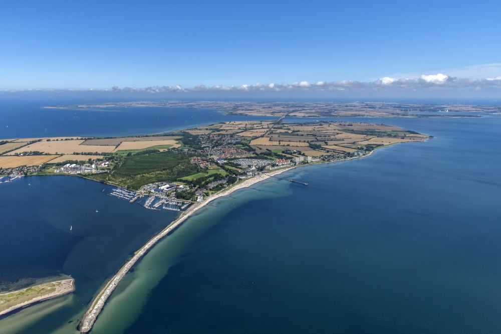 Großenbrode from above - Townscape on the seacoast of Baltic Sea in Grossenbrode in the state Schleswig-Holstein
