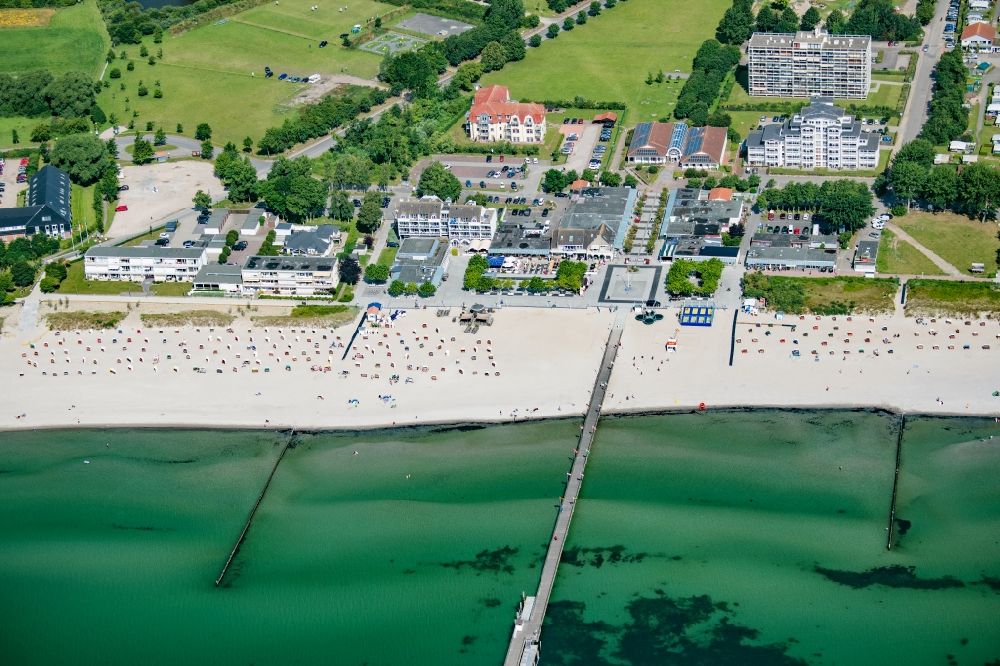 Großenbrode from the bird's eye view: Townscape on the seacoast of Baltic Sea in Grossenbrode in the state Schleswig-Holstein