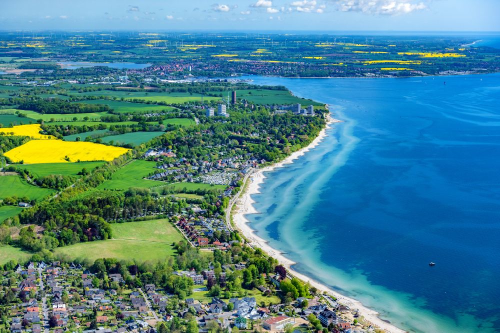 Aerial image Scharbeutz - Townscape on the seacoast of Baltic Sea in Haffkrug in the state Schleswig-Holstein