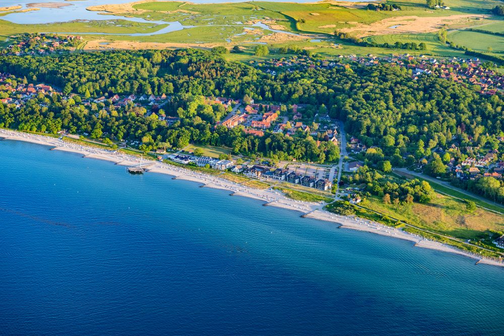 Hohwacht (Ostsee) from above - Townscape on the seacoast of Baltic Sea in Hohwacht in the state Schleswig-Holstein