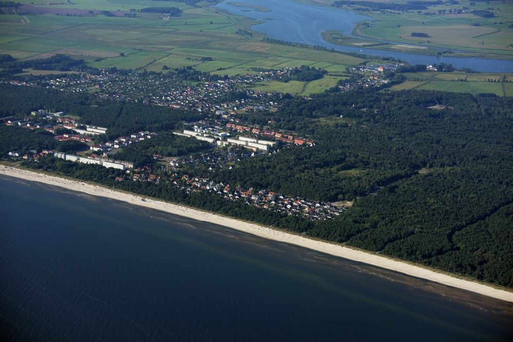 Karlshagen from above - Townscape on the seacoast of the Baltic Sea in Karlshagen in the state Mecklenburg - Western Pomerania