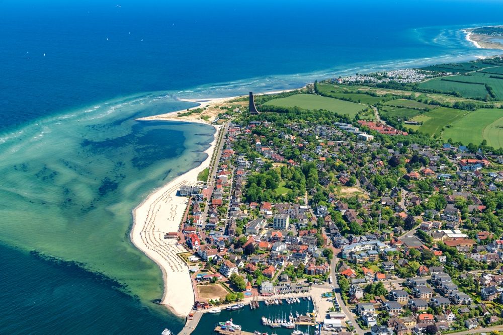 Aerial image Laboe - Townscape on the seacoast Baltic Sea in Laboe on the Kiel Fjord in the state Schleswig-Holstein, Germany