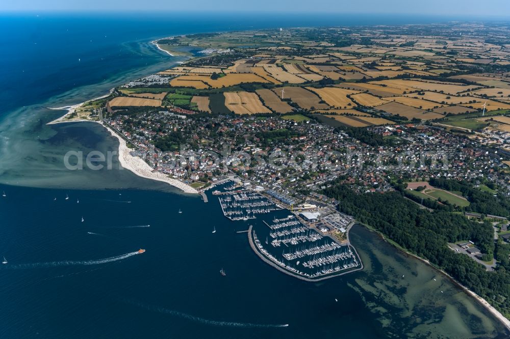 Aerial image Laboe - Townscape on the seacoast Baltic Sea in Laboe on the Kiel Fjord in the state Schleswig-Holstein, Germany