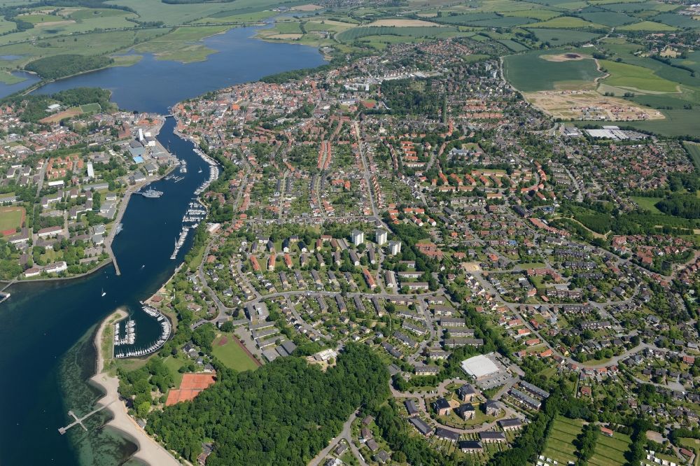 Neustadt in Holstein from above - Townscape on the seacoast of Baltic Sea in Neustadt in Holstein in the state Schleswig-Holstein