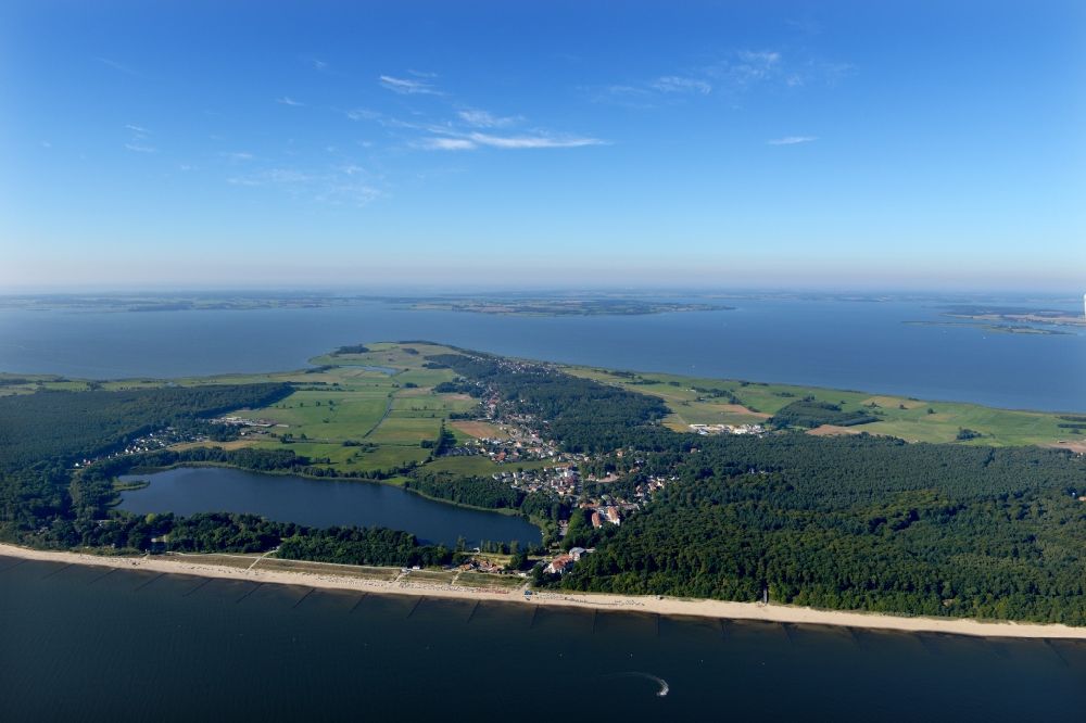 Loddin from above - Townscape on the seacoast of the Baltic Sea in the district Koelpinsee in Loddin in the state Mecklenburg - Western Pomerania
