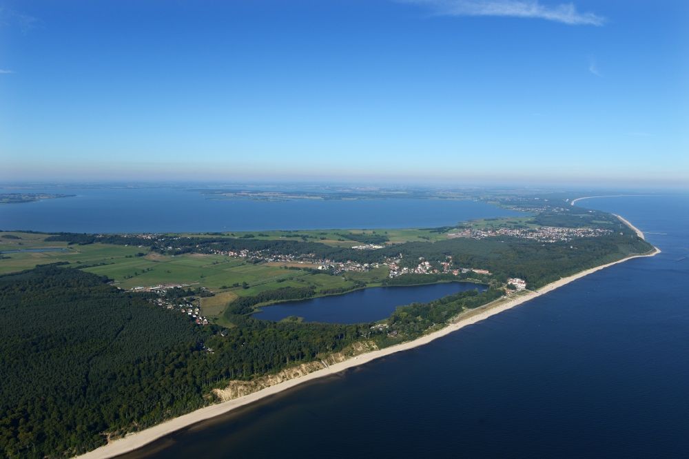 Loddin from above - Townscape on the seacoast of the Baltic Sea in the district Koelpinsee in Loddin in the state Mecklenburg - Western Pomerania