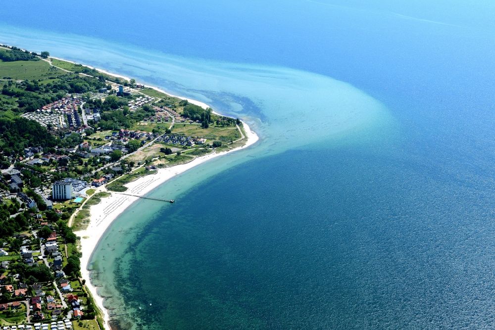 Pelzerhaken from above - Townscape on the seacoast of Baltic Sea in Pelzerhaken in the state Schleswig-Holstein