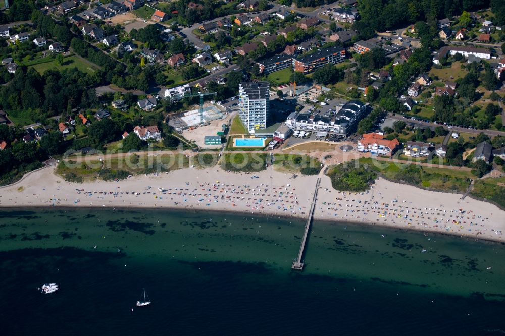 Neustadt in Holstein from above - Townscape on the seacoast of Baltic Sea in Pelzerhaken in the state Schleswig-Holstein