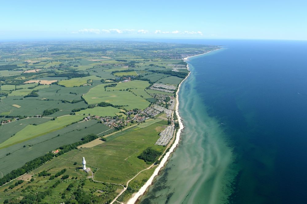Rettin from above - Townscape on the seacoast of Baltic Sea in Rettin in the state Schleswig-Holstein