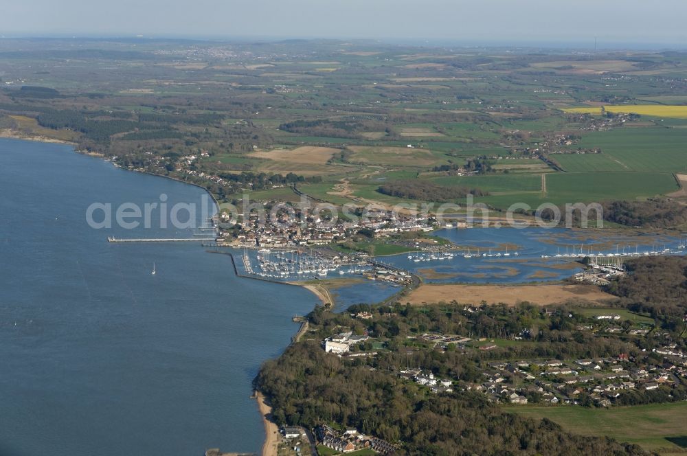 Yarmouth from above - Townscape on the seacoast of of English Channel in Yarmouth in England, United Kingdom