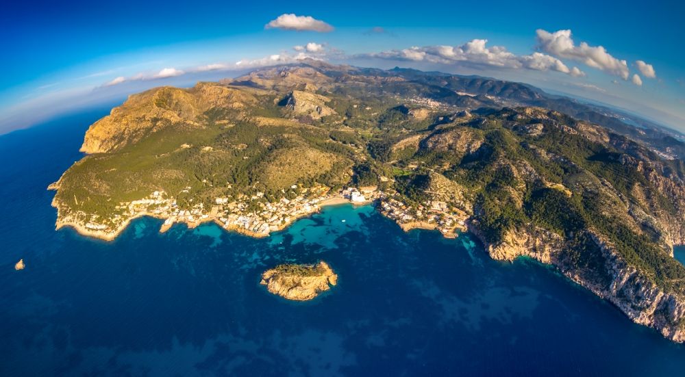 Aerial photograph Sant Elm - Townscape on the seacoast in Sant Elm in Balearische Insel Mallorca, Spain