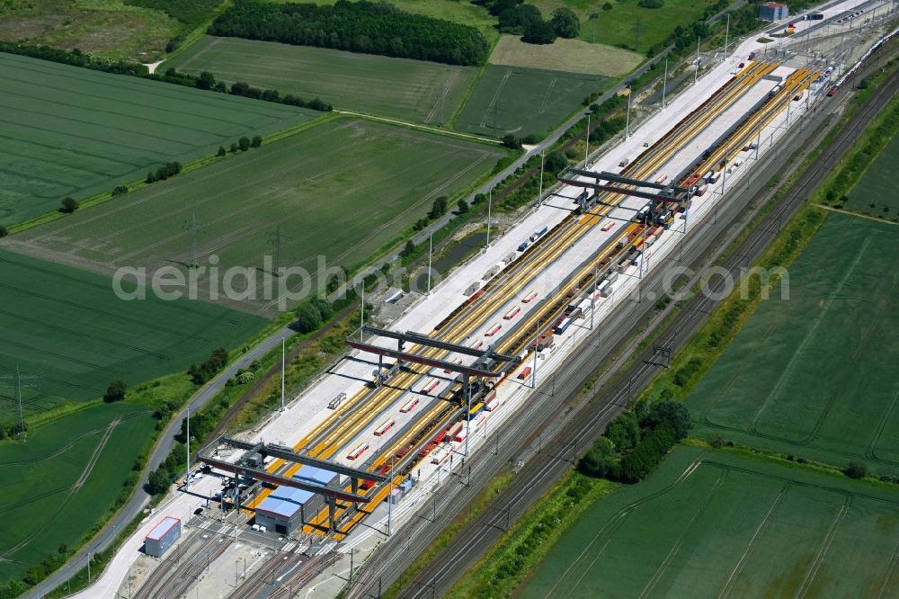 Aerial image Lehrte - Container terminal center MegaHub in the district Ahlten in Lehrte in the state Lower Saxony, Germany