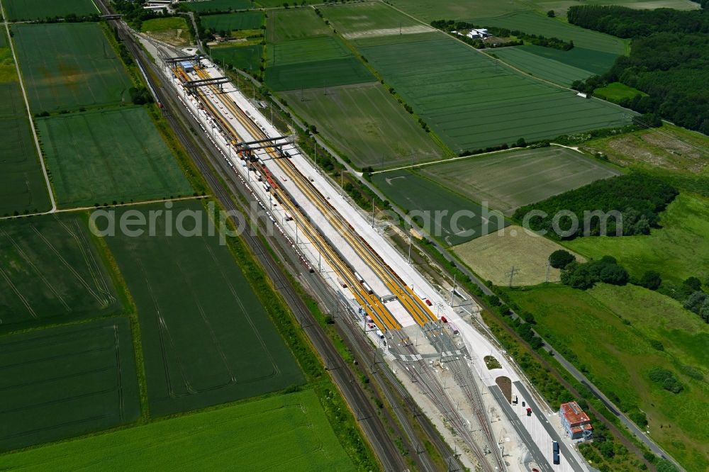 Lehrte from above - Container terminal center MegaHub in the district Ahlten in Lehrte in the state Lower Saxony, Germany