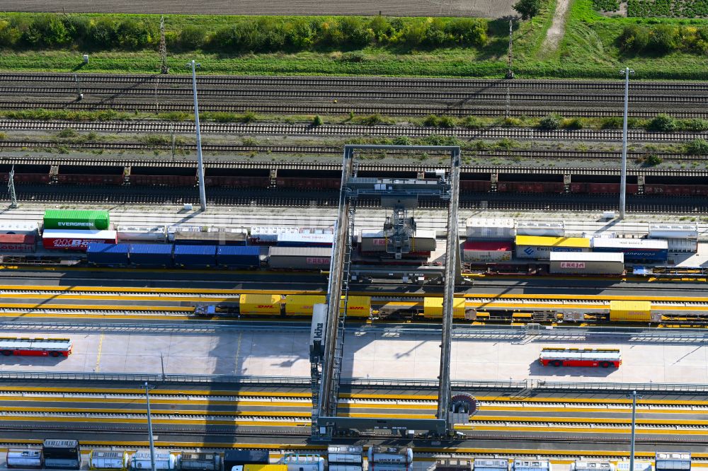 Aerial photograph Lehrte - Container terminal center MegaHub in the district Ahlten in Lehrte in the state Lower Saxony, Germany