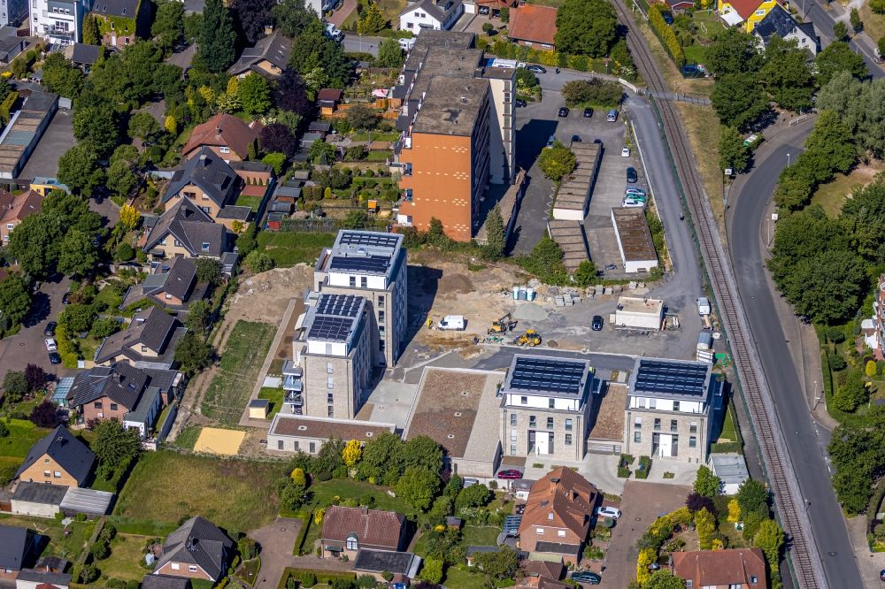 Aerial photograph Hamm - Apartment building Augenweide for condominiums on Grenzweg - Alter Papelweg in Hamm in the state North Rhine-Westphalia, Germany
