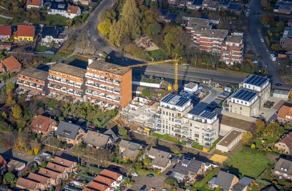 Hamm from the bird's eye view: Apartment building Augenweide for condominiums on Grenzweg - Alter Papelweg in Hamm in the state North Rhine-Westphalia, Germany