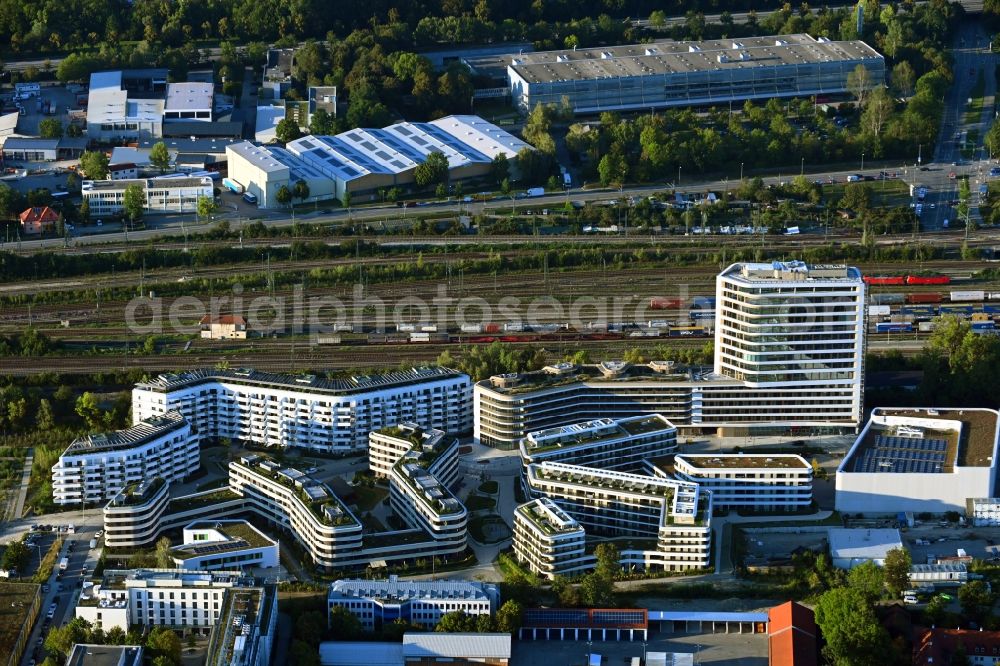 Aerial photograph München - Multi-family residential complex Baumkirchen Mitte on Hermann-Weinhauser-Strasse in Munich in the state Bavaria, Germany